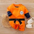 100% Cotton Kungfu Style Color Block Long-sleeve Orange Baby Jumpsuit Orange image 1