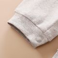 100% Cotton Color Block Lapel Collar Bow Tie Decor Faux-two Long-sleeve Baby Jumpsuit White image 5