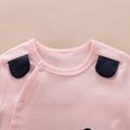 100% Cotton Mouse Print 3D Ear Design Long-sleeve Pink Baby Jumpsuit Pink