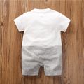 100% Cotton Faux-two Design Bow Tie Decor Short-sleeve Baby Romper White image 2