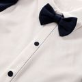 100% Cotton Stripe Print Bow Tie Decor Long-sleeve Baby Jumpsuit Dark Blue image 4