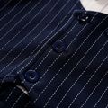 100% Cotton Stripe Print Bow Tie Decor Long-sleeve Baby Jumpsuit Dark Blue image 5