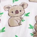 100% Cotton Koala Print Long-sleeve Baby Jumpsuit White image 4
