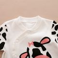100% Cotton Cow Print Long-sleeve White Baby Jumpsuit White