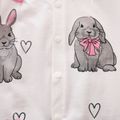 100% Cotton Rabbit Print Footed/footie Long-sleeve Baby Jumpsuit White image 4