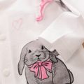 100% Cotton Rabbit Print Footed/footie Long-sleeve Baby Jumpsuit White image 5