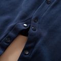 Solid Letter Print Polo Collar Footed/footie Long-sleeve Navy Baby Jumpsuit Dark Blue image 4
