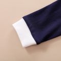 100% Cotton Solid Polo Collar Long-sleeve Baby Jumpsuit Navy