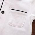 100% Cotton Solid Polo Collar Long-sleeve Baby Jumpsuit White image 4
