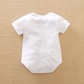100% Cotton Letter and Paw Print Short-sleeve White Baby Romper White