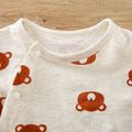 100% Cotton Bear Allover Long-sleeve Baby Jumpsuit Beige