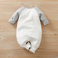100% Cotton Letter and Heart Print Long-sleeve Baby Jumpsuit White image 3
