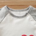 100% Cotton Letter and Heart Print Long-sleeve Baby Jumpsuit White image 4