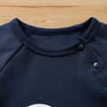 100% Cotton Moon or Cloud Print Long-sleeve Baby Jumpsuit Dark Blue/white image 3