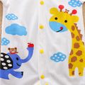 100% Cotton Giraffe and Elephant Print Short-sleeve Baby Romper White