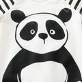 Panda and Stripe Print Long-sleeve White Baby Jumpsuit White image 3