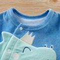 Dinosaur Print Fleece Footed/footie Long-sleeve Blue Baby Jumpsuit Blue image 3
