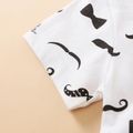 100% Cotton Moustache Allover Short-sleeve White Baby Romper White