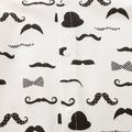 100% Cotton Moustache Pattern Bow Tie Decor Long-sleeve Baby Jumpsuit White image 4