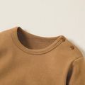100% Cotton Bear Print Long-sleeve Baby Jumpsuit Brown