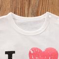 100% Cotton Letter and Heart-shaped Print Short-sleeve Baby Romper White