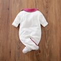 100% Cotton Rabbit and Floral Print White Baby Jumpsuit White image 3
