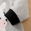 100% Cotton Cartoon Cow Print Gray Long-sleeve Baby Jumpsuit Grey