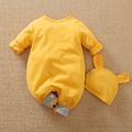 100% Cotton 2pcs Baby Cartoon Animal 3D Ears Long-sleeve Jumpsuit Set Yellow