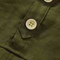 Solid Lapel Collar Button Design Long-sleeve Khaki Baby Jumpsuit Green