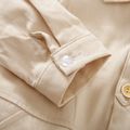 Solid Lapel Collar Button Design Long-sleeve Khaki Baby Jumpsuit Khaki