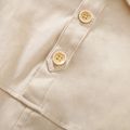 Solid Lapel Collar Button Design Long-sleeve Khaki Baby Jumpsuit Khaki