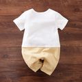 100% Cotton Elephant Lion and Letter Print Faux-two Design Short-sleeve White Baby Romper White