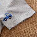 100% Cotton Vehicle Print Color Block Short-sleeve Grey Baby Romper Grey