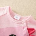 Dinosaur Print Long-sleeve White Baby Jumpsuit Pink image 3
