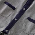 100% Cotton Plaid Lapel Bowtie Long-sleeve Faux-two Baby Jumpsuit Dark Grey image 5