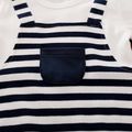 100% Cotton Stripe Print Long-sleeve Baby Navy White Jumpsuit Dark Blue/white image 5