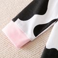 100% Cotton Baby Boy/Girl All Over Cartoon Cow Print Long-sleeve Jumpsuit Black/White