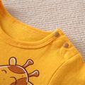 100% Cotton Baby Boy Cartoon Giraffe Print Colorblock Short-sleeve Romper Ginger