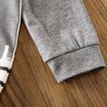 100% Cotton Baby Boy/Girl Cartoon Elephant and Bird Print Long-sleeve Striped Jumpsuit Grey