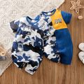 Baby Boy All Over Camouflage Vehicle Print Short-sleeve Romper Bluish Grey image 2