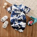 Baby Boy All Over Camouflage Vehicle Print Short-sleeve Romper Bluish Grey image 1