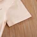 100% Cotton Baby Boy/Girl Preppy Style Argyle Print Bow Tie Short-sleeve Snap Romper Beige image 5