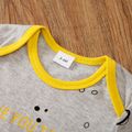 100% Cotton Baby Boy Stars Planets and Letter Print Grey Short-sleeve Romper Grey