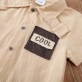 100% Cotton Baby Boy Letter Embroidered Solid Short-sleeve Snap Jumpsuit Ginger image 5