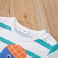 Baby Boy/Girl Cartoon Octopus & Letter Print Striped Short-sleeve Romper Turquoise image 3