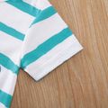 Baby Boy/Girl Cartoon Octopus & Letter Print Striped Short-sleeve Romper Turquoise image 4