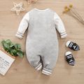 100% Cotton Baby Boy/Girl Letter Embroidered Spliced Long-sleeve Sporty Jumpsuit Grey