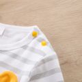 100% Cotton Baby Boy Long-sleeve Striped Spliced Bear Print 3D Ears Design Jumpsuit Orange image 4
