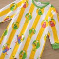 100% Cotton Baby Boy Allover Graphic Print Striped Long-sleeve Jumpsuit Yellow
