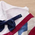 Baby Boy Long-sleeve Argyle Pattern Spliced Gentleman Bow Tie Jumpsuit Red image 4
